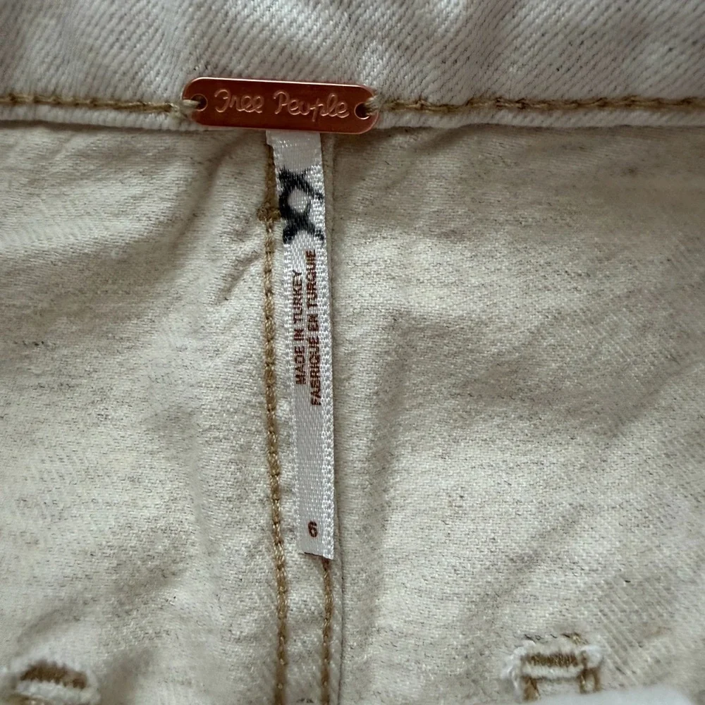 Free People Splendor In The Grass Light Oatmeal Paper - Bag Waist Mini Skirt-6/S